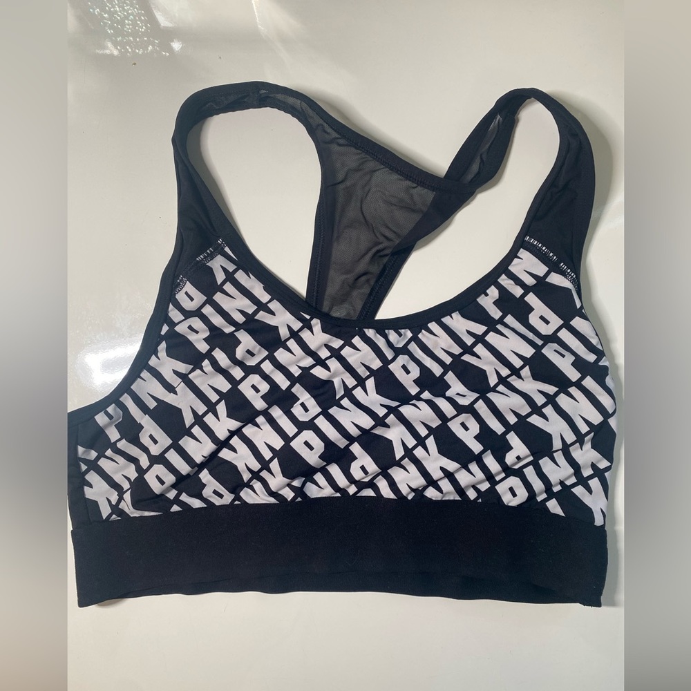 PINK Victoria's Secret Monochrome Logo Sports Bra